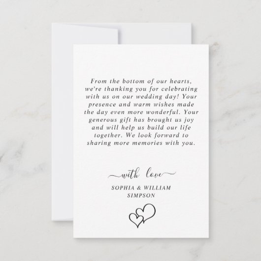 Einfach elegantes Wedding Hearts einfaches Foto Dankeskarte (Rückseite)