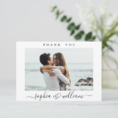 Einfach elegantes Wedding Hearts einfaches Foto Dankeskarte (Stehend Vorderseite)