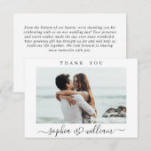 Einfach elegantes Wedding Hearts einfaches Foto Dankeskarte (Vorne/Hinten)