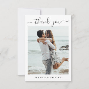 Einfach elegantes Wedding Hearts einfaches Foto Dankeskarte