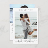 Einfach elegantes Wedding Hearts Simple 2 Foto Dankeskarte (Vorne/Hinten)