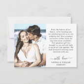 Einfach elegantes Wedding Hearts Simple 2 Foto Dankeskarte (Rückseite)