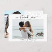 Einfach elegantes Wedding Hearts Simple 2 Foto Dankeskarte (Vorne/Hinten)