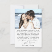 Einfach elegantes Wedding Hearts Simple 2 Foto Dankeskarte (Rückseite)