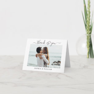 Einfach elegantes Wedding Hearts Simple 2 Foto Dankeskarte