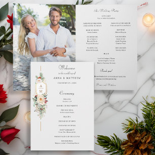 Einfach elegantes Weihnachts-Floral Monogram-Progr Programm