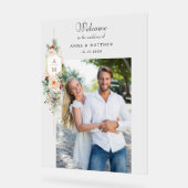 Einfach elegantes Weihnachts-Floral Monogram Willk Acrylschild (Winkel)