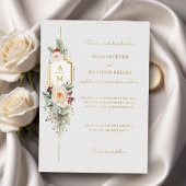 Einfach elegantes Weihnachtsblumenmonogramm Folieneinladung