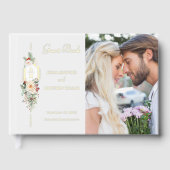 Einfach elegantes Weihnachtsblumenmonogramm Gästebuch (Vorderseite)