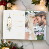 Einfach elegantes Weihnachtsblumenmonogramm Gästebuch