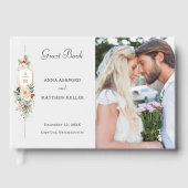 Einfach elegantes Weihnachtsblumenmonogramm Gästebuch (Vorderseite)