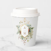 Einfach elegantes Weihnachtsblumenmonogramm Pappbecher (Vorderseite)