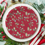 Einfach Elegantes Weihnachtswasser Botanisch Pappteller<br><div class="desc">Einfache Botanische Klassische Teller mit eleganten Watercolor- in elegantem Stil bieten eine wunderschöne Aquarelldarstellung der saisonalen Vegetation und der heiligen Beeren.</div>