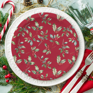 Einfach Elegantes Weihnachtswasser Botanisch Pappteller