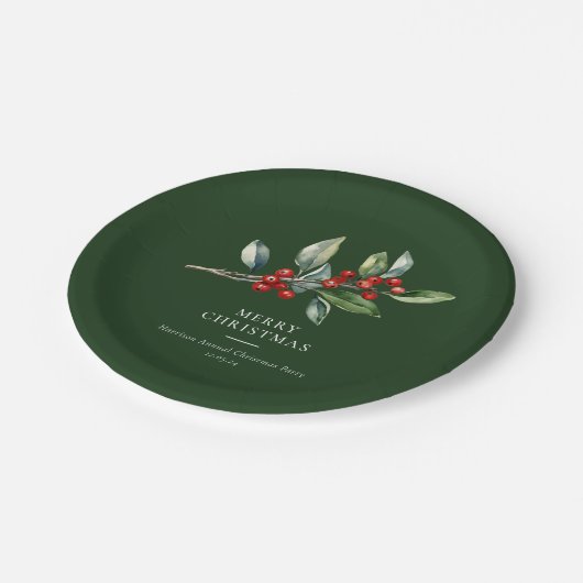 Einfach Elegantes Weihnachtswasser Botanisch Pappteller (Schrägansicht)