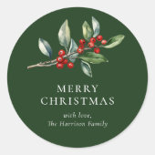 Einfach Elegantes Weihnachtswasser Botanisch Runder Aufkleber (Vorderseite)