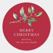 Einfach Elegantes Weihnachtswasser Botanisch Runder Aufkleber (Vorderseite)
