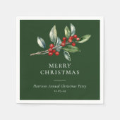 Einfach Elegantes Weihnachtswasser Botanisch Serviette (Vorderseite)