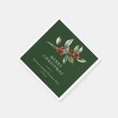 Einfach Elegantes Weihnachtswasser Botanisch Serviette (Ecke)