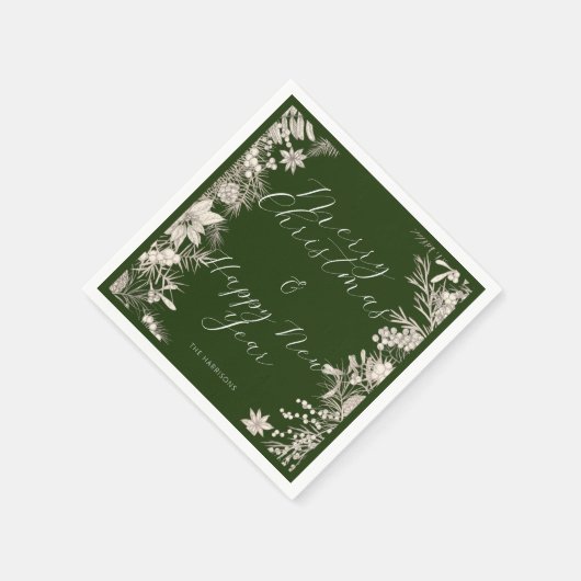 Einfach Elegantes Weihnachtswasser Botanisch Serviette (Ecke)
