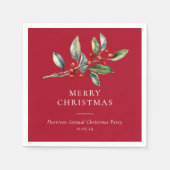 Einfach Elegantes Weihnachtswasser Botanisch Serviette (Vorderseite)