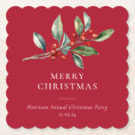 Einfach Elegantes Weihnachtswasser Botanisch Untersetzer<br><div class="desc">Einfache Elegante Weihnachtswasserfarbe Botanischer Klassischer Untersetzer bietet eine wunderschöne Aquarelldarstellung der saisonalen Vegetation und heiligen Beeren,  zusammen mit elegantem Typ.</div>