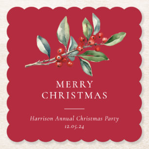 Einfach Elegantes Weihnachtswasser Botanisch Untersetzer