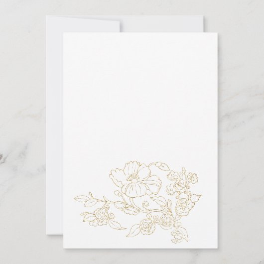 Einfach elegantes weißes goldfarbenes Blumenmuster Einladung (Rückseite)