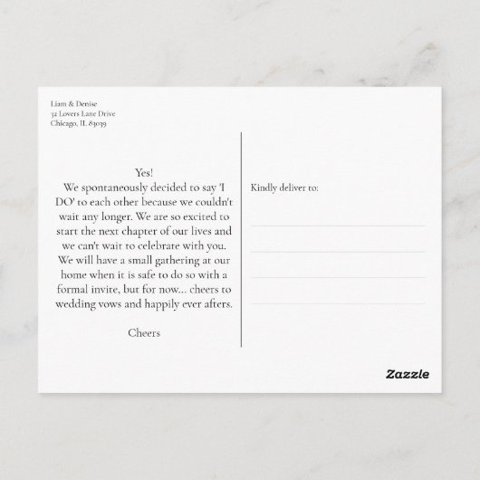 Einfach eloxierte, elegante Script-Minimal-Ankündi Postkarte (Rückseite)