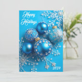 Einfach "Enspired Blue Verziert Kristall" Feiertagskarte (Stehend Vorderseite)