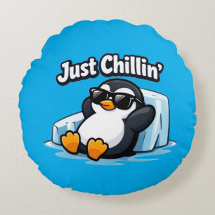 EINFACH ENTLANNEN PINGUIN Wurfkissen Rundes Kissen