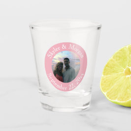 Einfach erröten rosa rundes Hochzeits-Foto Schnapsglas