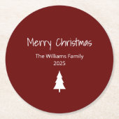 Einfach Evergreen Modern Frohe Weihnachten Rot Runder Pappuntersetzer (Vorderseite)