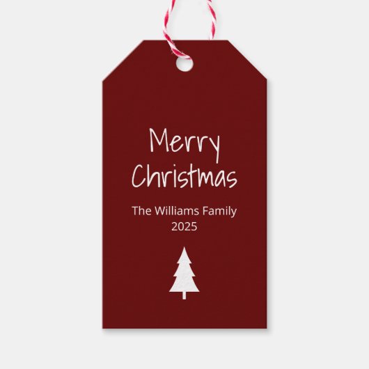 Einfach Evergreen Red Modern Boho Weihnachten Geschenkanhänger (Vorderseite)