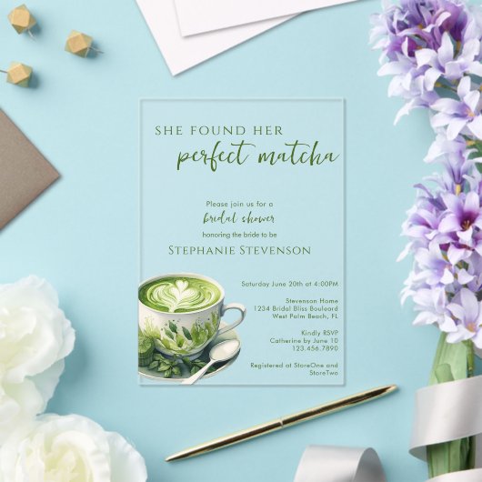 Einfach fand sie ihr perfektes Matcha-Brautparty Acryleinladungen (In Situ (Hochzeit))