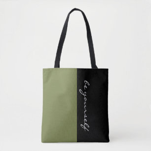 Einfach Farben OLIVE GRÜNE & Text Tasche