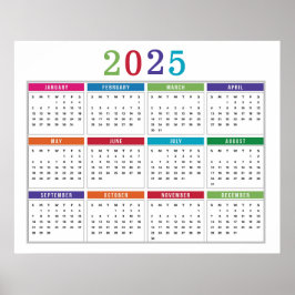 Einfach farbig 2025 Kalender Poster
