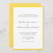 Einfach farbige, gelb-gelbe Hochzeit Einladung (Vorne/Hinten)