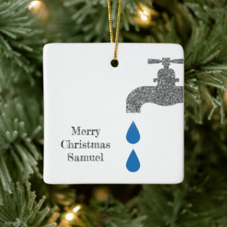 Einfach Faucet Plumber Weiß Frohe Weihnachten Keramikornament