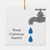 Einfach Faucet Plumber Weiß Frohe Weihnachten Keramikornament (Rückseite)