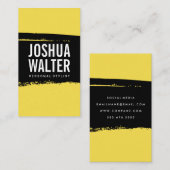 Einfach feiner Text schwarz gelb gebürstet Visitenkarte (Vorne/Hinten)