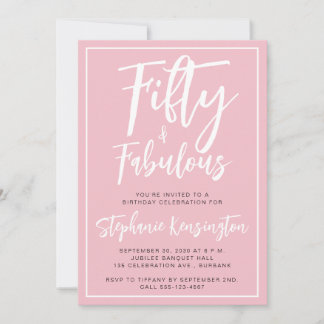 Einfach Fifty and Fabulous Pink 50. Geburtstagsfei Einladung