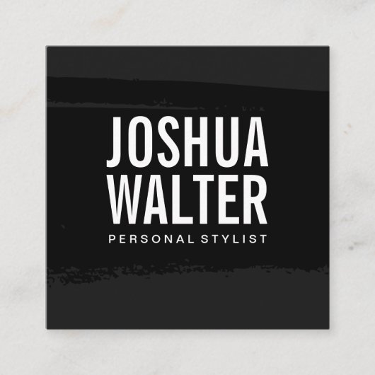 Einfach formatierter Text schwarz gebürstet Quadratische Visitenkarte (Vorderseite)