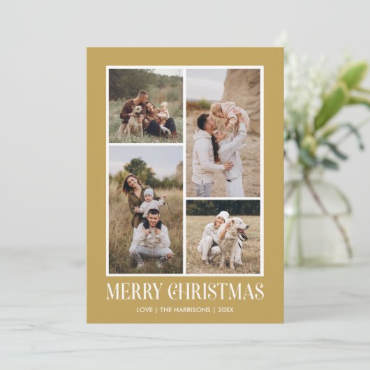 Einfach frohe Weihnachten 4 Foto Collage | GOLD (Stehend Vorderseite)