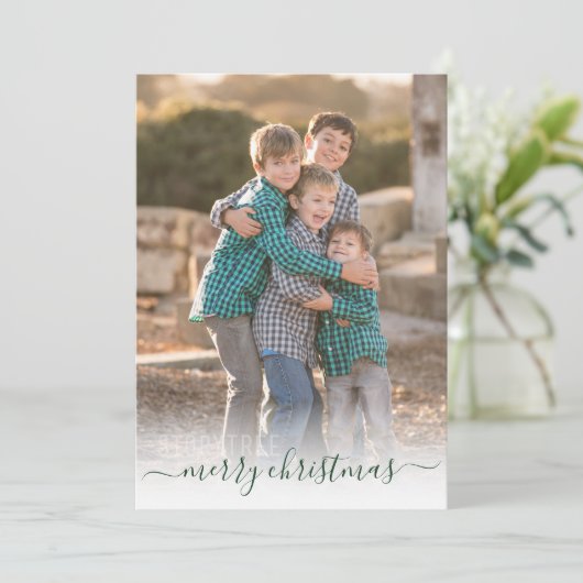 Einfach frohe Weihnachten Elegantes Green Script F (Stehend Vorderseite)