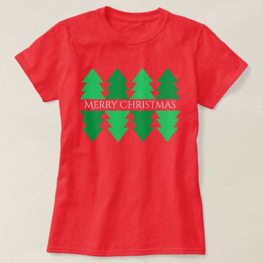 Einfach frohe Weihnachten Grüne Tree Design Rot T-Shirt (Design vorne)