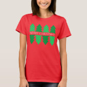 Einfach frohe Weihnachten Grüne Tree Design Rot T-Shirt (Vorderseite)