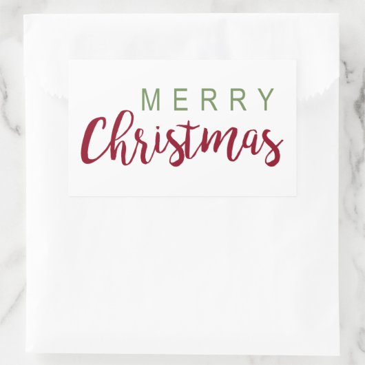 Einfach frohe Weihnachten Rot Grün Feiern Rechteckiger Aufkleber (Tasche)