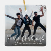 Einfach frohe Weihnachten Schwarz & Weiß Weihnacht Keramikornament (Vorderseite)