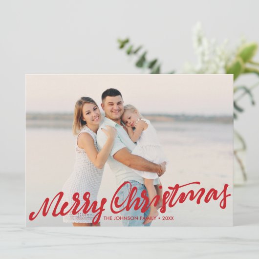 Einfach frohe Weihnachten Volles Foto | Rot Karte (Stehend Vorderseite)